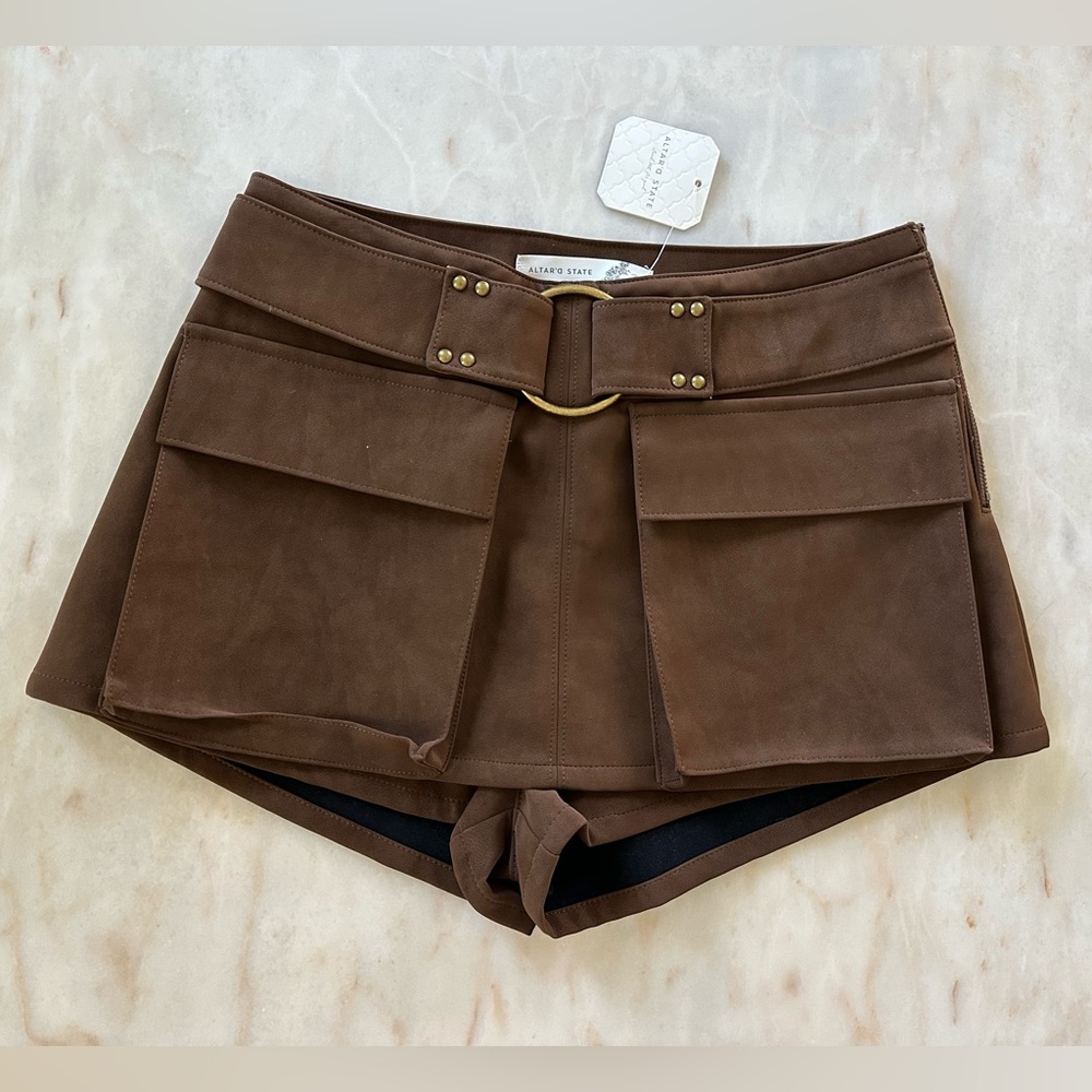Altar'd State Brown Jane Suede Skort
